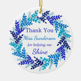 Vielen Dank Lehrer's Geschenk Blue Weihnachtskranz Keramik Ornament