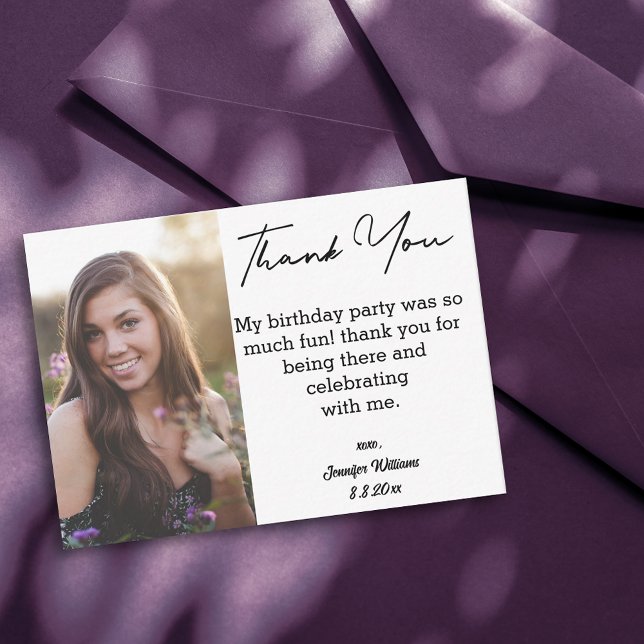 Vielen Dank, liebes 16 Geburtstag einfaches Foto Mitteilungskarte (Von Creator hochgeladen)