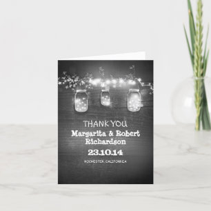 Vielen Dank Lights Mason Jars Rustic Wedding Cards Dankeskarte