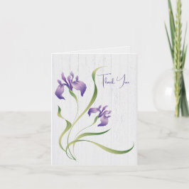Vielen Dank Lila Iris auf Holz Karte