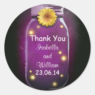 Vielen Dank lila rustikal whimsisischer Mason Glas Runder Aufkleber
