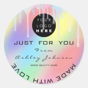 Vielen Dank Logo-Holograph aus Liebe-Tropfen Runder Aufkleber