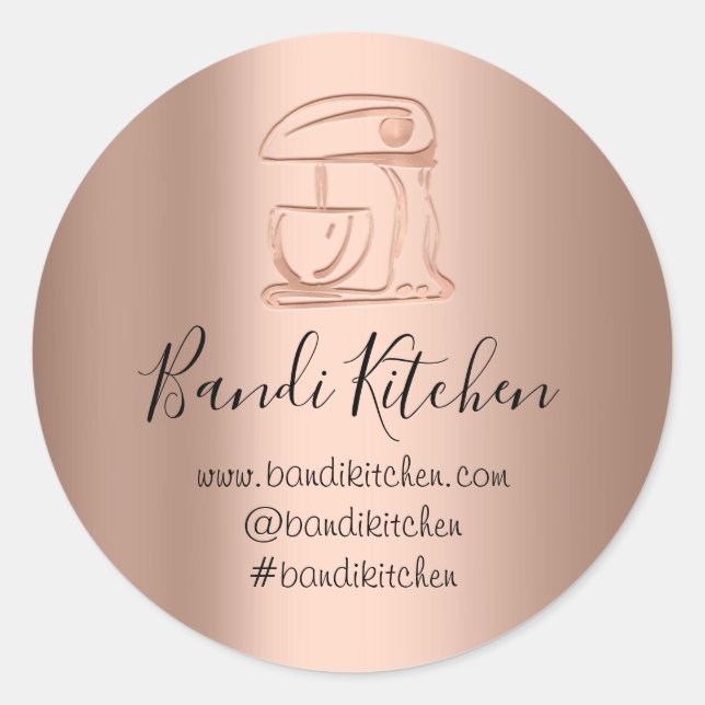 Vielen Dank Logo Küche Kochen Bäckerei Gold Rose Runder Aufkleber (Vorderseite)