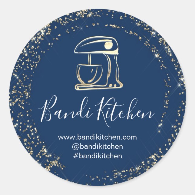 Vielen Dank Logo Küche Kochen Koch Bäckerei Blau Runder Aufkleber (Vorderseite)