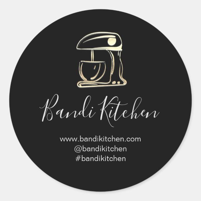 Vielen Dank Logo Küche Kochen Koch Bäckerei Schwar Runder Aufkleber (Vorderseite)