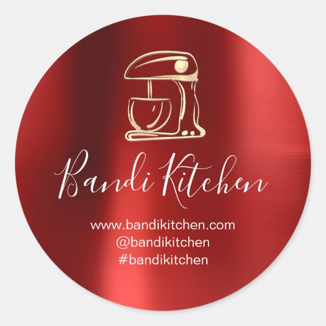 Vielen Dank Logo Küche Kochen Koch Gold Red Runder Aufkleber (Vorderseite)