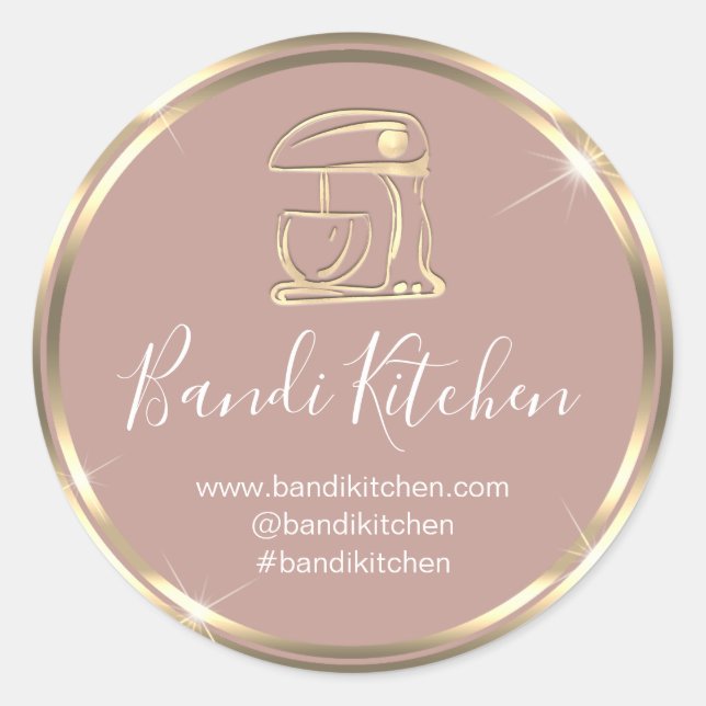 Vielen Dank Logo Küche Kochen Koch Rose Gold Runder Aufkleber (Vorderseite)