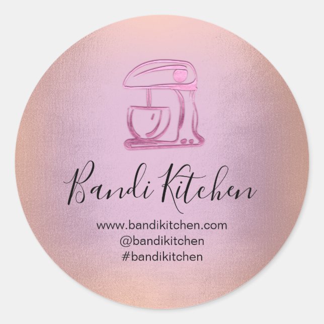 Vielen Dank Logo Küche Kochen Koch Rose Lila Runder Aufkleber (Vorderseite)