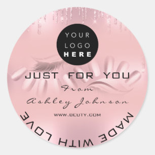 Vielen Dank Logo Nails Lashes Rose Tropfen Ombre Runder Aufkleber