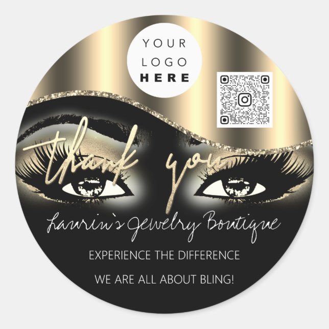 Vielen Dank Logo Qr Code Makeup Lash Verlängerung Runder Aufkleber (Vorderseite)