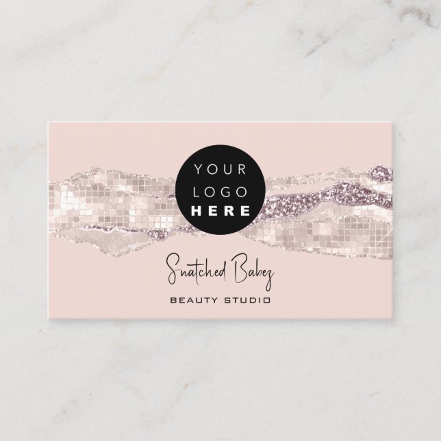 Vielen Dank Logo QR Code Online Shop Glitzer Rose  Visitenkarte (Vorderseite)