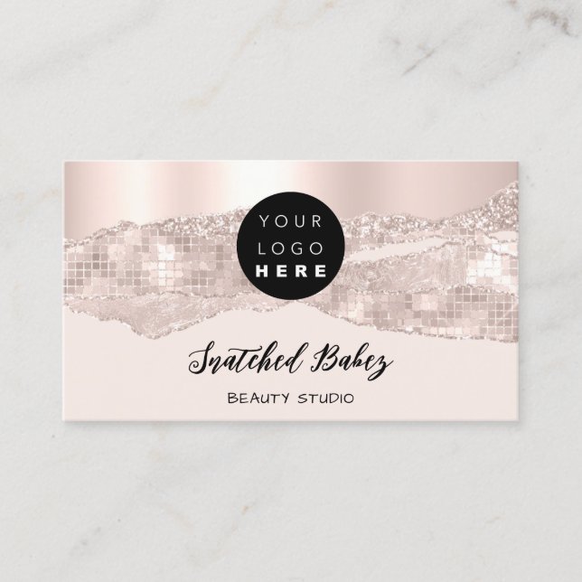 Vielen Dank Logo QR Code Online Shop Rose Powder Visitenkarte (Vorderseite)