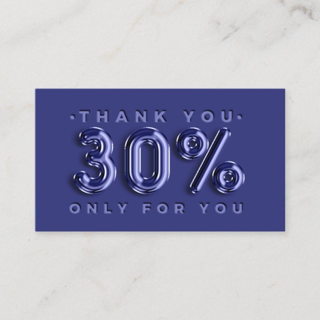 Vielen Dank Logo QRCODE 30% OFF Discount Code Navy Visitenkarte (Vorderseite)