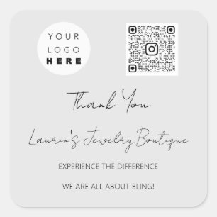 Vielen Dank Logo QrCode Online Shop Grau Weiß Quadratischer Aufkleber