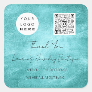 Vielen Dank Logo QrCode Online Shop Green Water Quadratischer Aufkleber