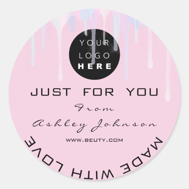 Vielen Dank Logo Unicorn Pink aus Liebe Runder Aufkleber (Vorderseite)