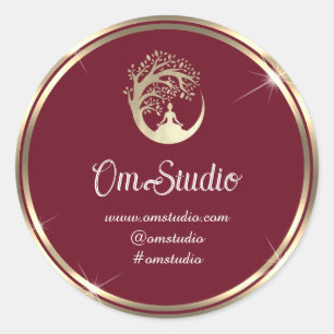 Vielen Dank Logo Yoga Mindfulness Shop Gold Burgun Runder Aufkleber