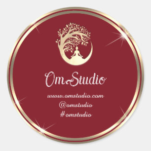 Vielen Dank Logo Yoga Mindfulness's Shop Gold Burg Runder Aufkleber