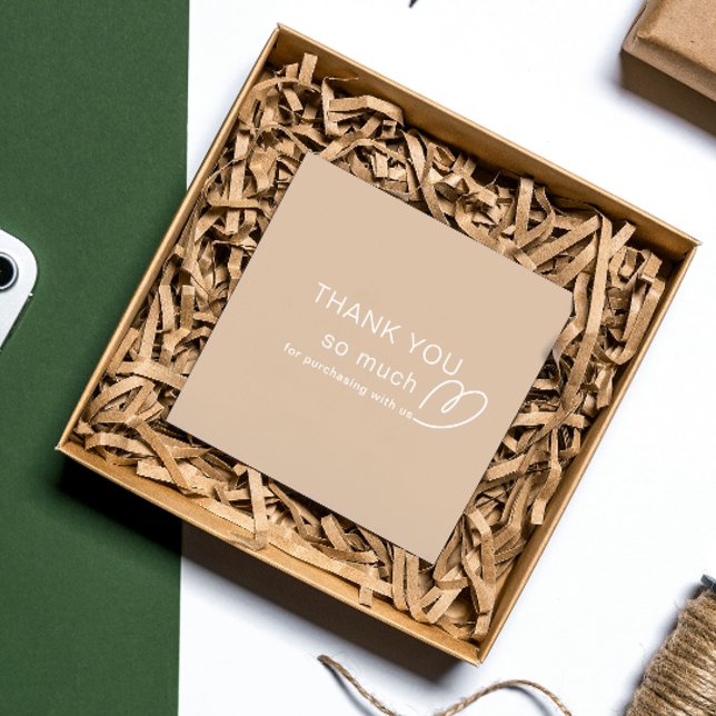 Vielen Dank Loyalität Moderner beige Store QR Code Rabattkarte (Thank you Logo Loyalty Modern Store QR Code Discount Card)