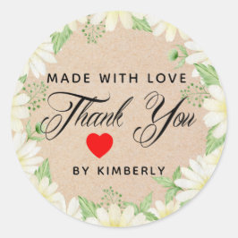 Vielen Dank, Made with Liebe Floral Runder Aufkleber