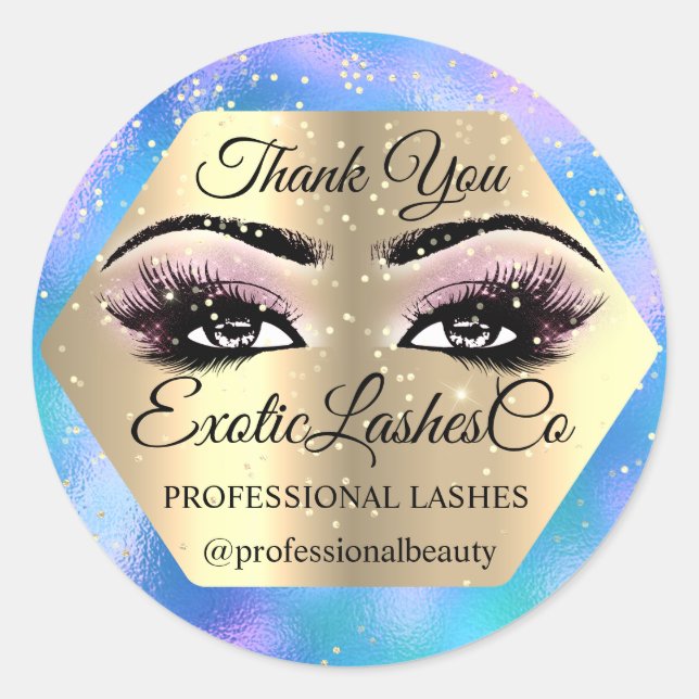 Vielen Dank Makeup Artist Eyes Blue Pink GOLD Runder Aufkleber (Vorderseite)