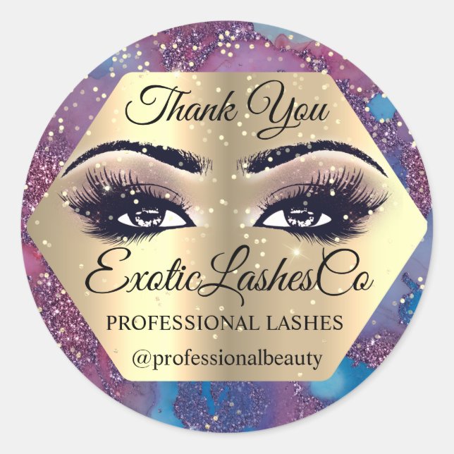 Vielen Dank Makeup Artist Eyes Lila Rose LASHES Runder Aufkleber (Vorderseite)