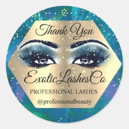 Vielen Dank Makeup Artist Gold LASHES Blue Runder Aufkleber