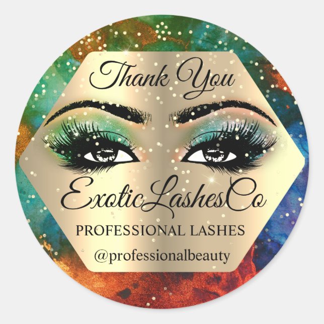 Vielen Dank Makeup Artist Gold LASHES Vip Runder Aufkleber (Vorderseite)
