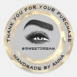 Vielen Dank Makeup Artist Lash Cleaner Logo Gold G Runder Aufkleber