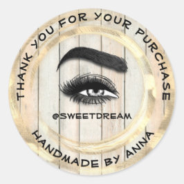 Vielen Dank Makeup Artist Lash Cleaner Logo Gold W Runder Aufkleber