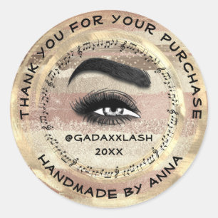 Vielen Dank Makeup Artist Lash Studio Music Brows Runder Aufkleber