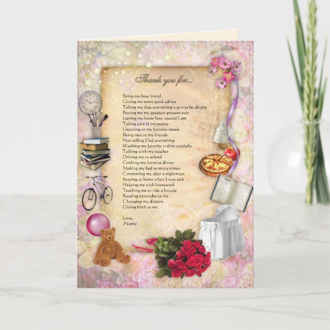 Vielen Dank, Mama (anpassbare Karte) Dankeskarte (Vorderseite)