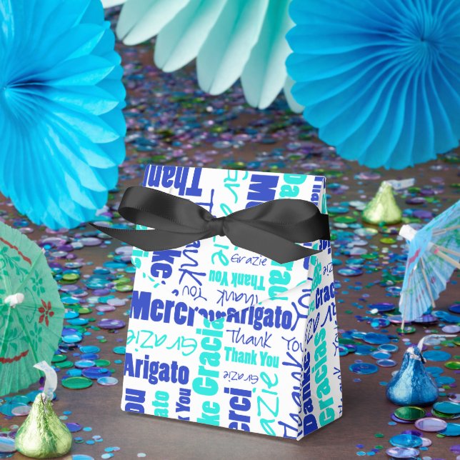 Vielen Dank mehrsprachiges Word Collage Blue Turqu Geschenkschachtel (Party)