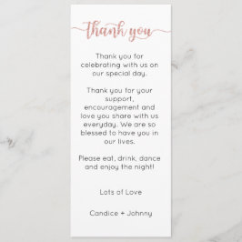 Vielen Dank Menü Card, Empfang Menu Vielen Dank Menükarte