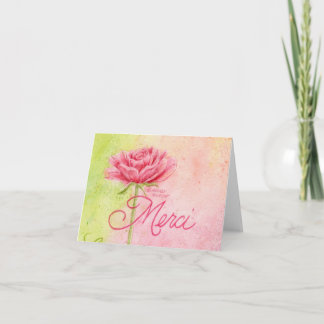 Vielen Dank Merci Pink Rose Blank Note Card Dankeskarte