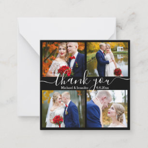 Vielen Dank, minimales Skript 4 Fotos Hochzeit sch Mitteilungskarte