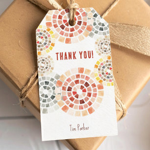 Vielen Dank mit Aquarellfarben-Dachziegel Kreisen Geschenkanhänger