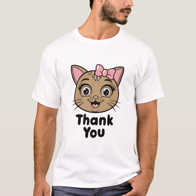 Vielen Dank mit Cat Head - Adortable T - Shirt (Vorderseite)