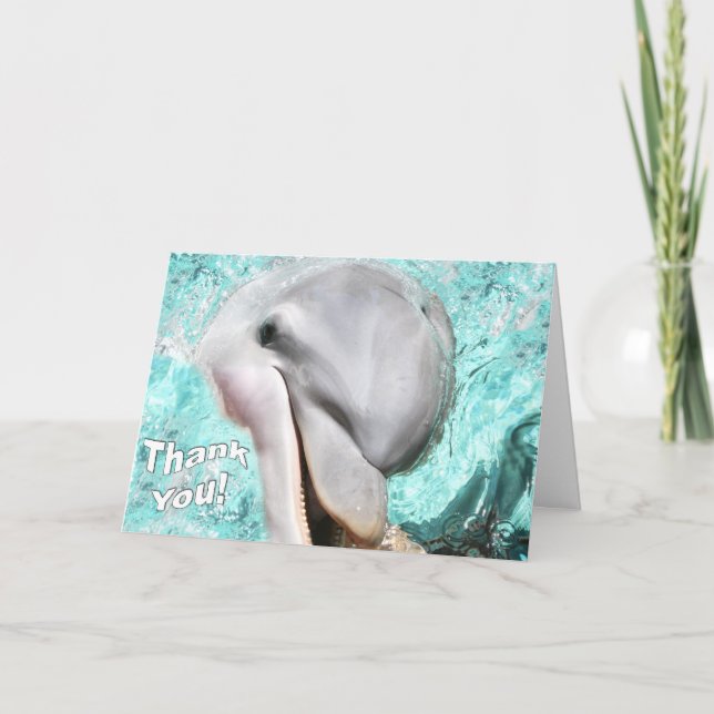 Vielen Dank mit der lächelnden Dolphin-Karte Dankeskarte (Vorderseite)