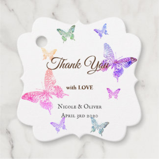 Vielen Dank mit Liebe Bunte Schmetterlinge großen  Geschenkanhänger