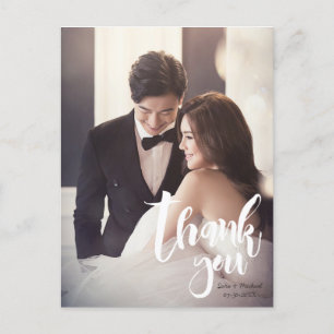 Vielen Dank, Modern, Script ・ Foto, Namen & Datum Postkarte