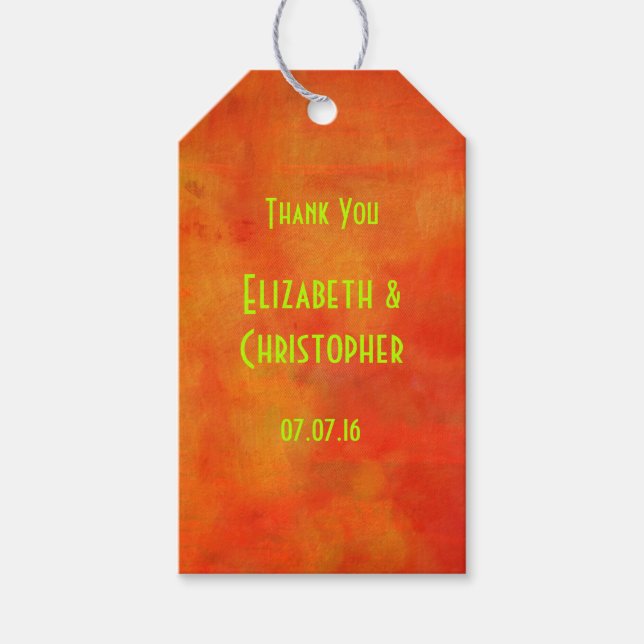 Vielen Dank Moderne Abstrakte Malerei in Orange Geschenkanhänger (Vorderseite)