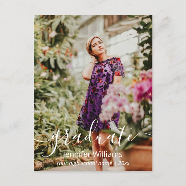 Vielen Dank, moderne Handschrift 2 Fotos Abschluss Postkarte (Vorderseite)