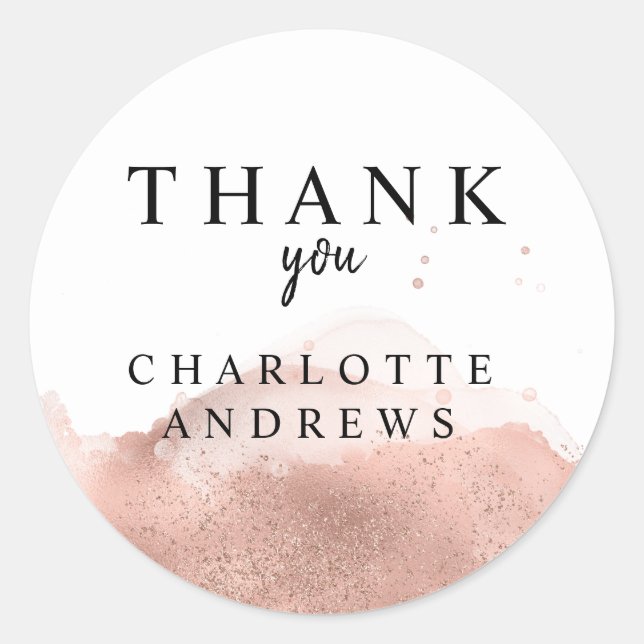  Vielen Dank! Moderner Salon    RosegoldKlassische Runder Aufkleber (Vorderseite)