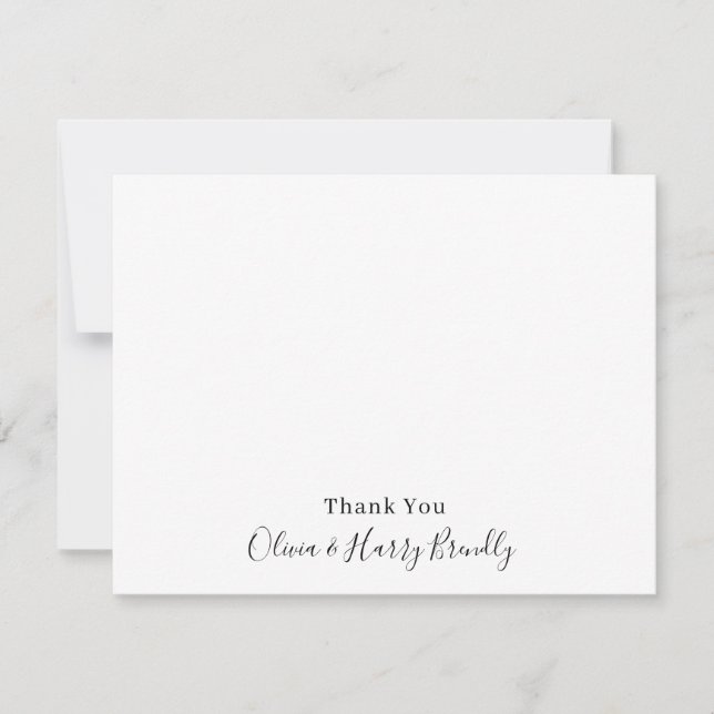 Vielen Dank Monogram Name White Flat Note Card Mitteilungskarte (Vorderseite)