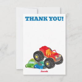 Vielen Dank Monster Truck Birthday Bash Watercolor Dankeskarte