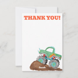 Vielen Dank Monster Truck Birthday Bash Watercolor Dankeskarte