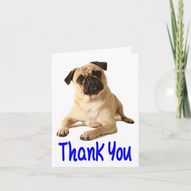 Vielen Dank Mops Welpen Hund Blank Note Card Dankeskarte (Vorderseite)