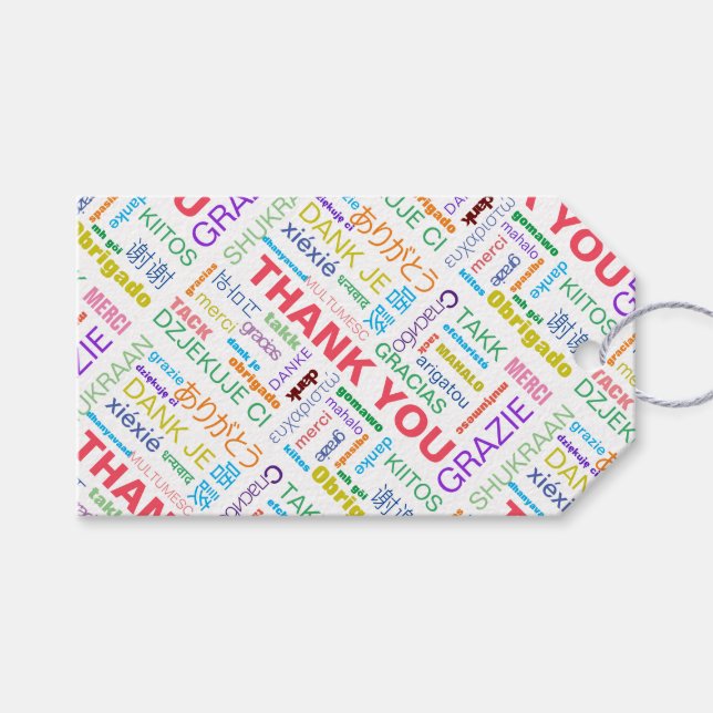 Vielen Dank Multicolor Multilingual Geschenkanhänger (Vorderseite (Horizontal))
