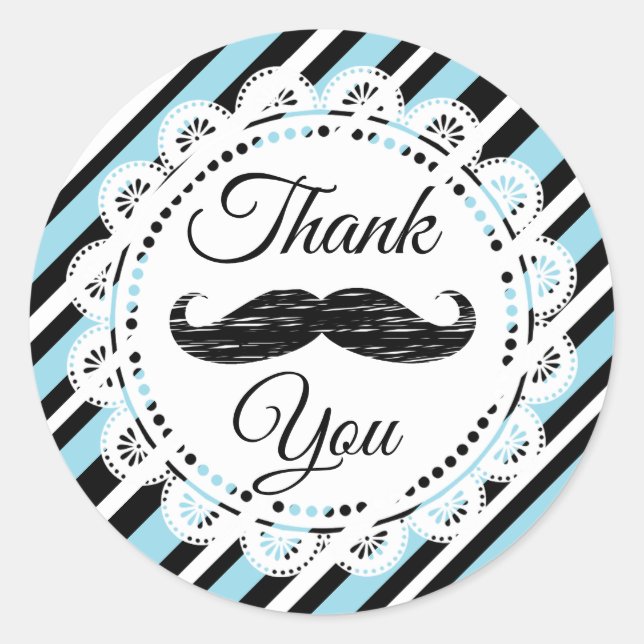 Vielen Dank Mustache Blue und Black Stickers (Vorderseite)